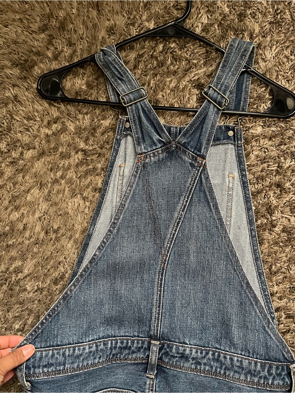 American Eagle Outfitters Distressed Denim Short Overalls - Blue - Picture 8 of 11